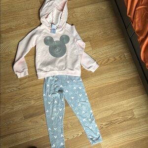 Disney Pink Hoodie and Blue Leggings Set